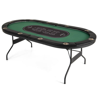 Foldable 10-Player Poker Table with LED Lights and USB Ports Ideal for Texas Casino