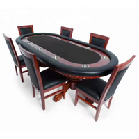 Poker Table Built for Professional Play, Solid Oak Base, 9-Player Seating, Stainless Steel Cup Holders