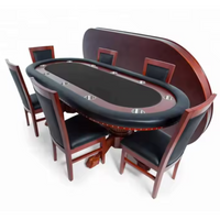Poker Table Built for Professional Play, Solid Oak Base, 9-Player Seating, Stainless Steel Cup Holders