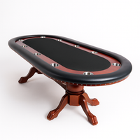 Poker Table Built for Professional Play, Solid Oak Base, 9-Player Seating, Stainless Steel Cup Holders