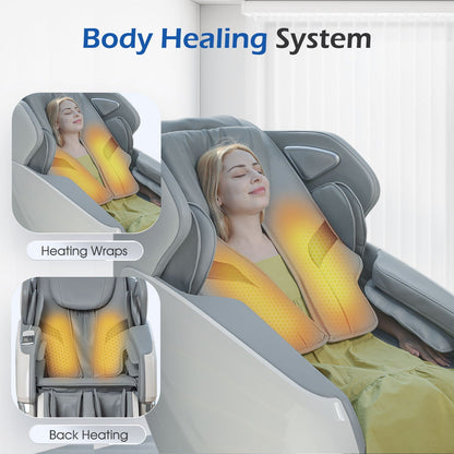 Bosscare - 2023 Brand New Update Gr8686 Massage Chairs With Ai Voice, App Control Sl Track Zero Gravity Full Body Massage Recliner - Gray